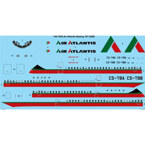 26decals 144-1002 1/144 Air Atlantis Boeing 707-320b Laser Decal