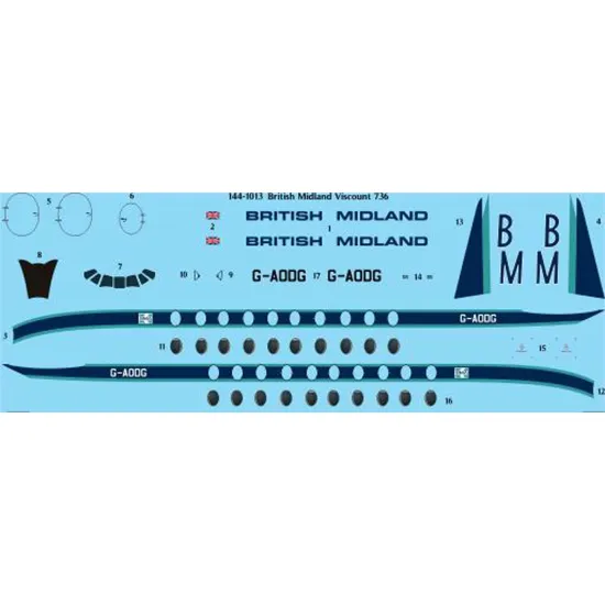 26decals 144-1013 1/144 British Midland Vickers Viscount 700 Laser Decal