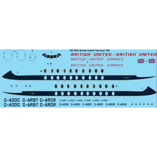 26decals 144-1015 1/144 British United Vickers Viscount 700 Laser Decal