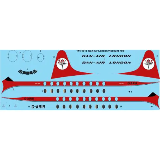 26decals 144-1016 1/144 Dan-air London Vickers Viscount 700 Laser Decal