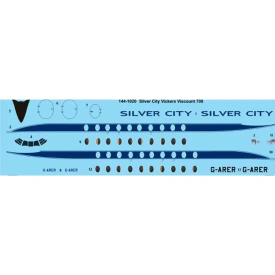 26decals 144-1020 1/144 Silver City Airways Vickers Viscount 700 Laser Decal