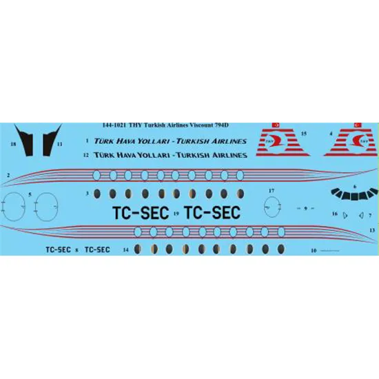26decals 144-1021 1/144 Thy Turkish Airlines Vickers Viscount 700 Laser Decal