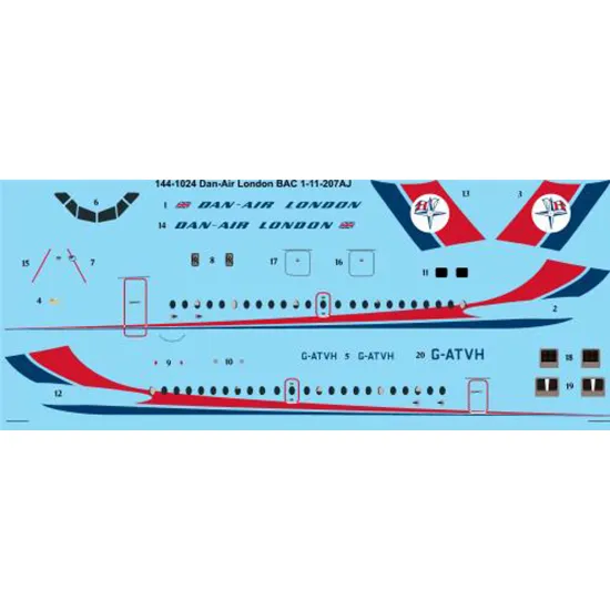26decals 144-1024 1/144 Dan-air London Final Livery Bac 1-11-200 Laser Decal
