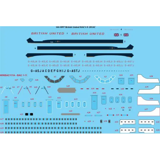 26decals 144-1097 1/144 British United Delivery Bac 1-11-200 Laser Decal