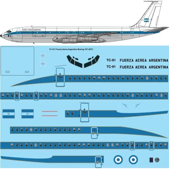 26decals 72-121 1/72 Argentine Air Force Boeing 707-320c Decal For Aircraft