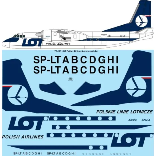 26decals 72-123 1/72 Lot Antonov An-24 Decal For Aircraft