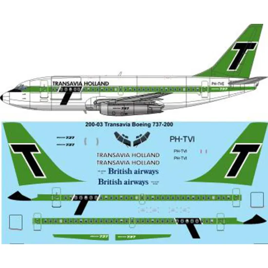 26decals 200-03 1/200 Transavia Boeing 727-200 Decal For Aircraft