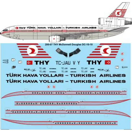 26decals 200-07 1/200 Thy Dc-10-10 Laser Decal For Aircraft