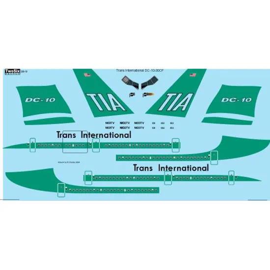 26decals 200-10 1/200 Trans International Dc-10-30 Laser Decal For Aircraft