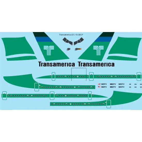 26decals 200-11 1/200 Transamerica Dc-10-30 Laser Decal For Aircraft
