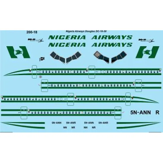 26decals 200-18 1/200 Nigeria Airways Dc-10-30 Laser Decal