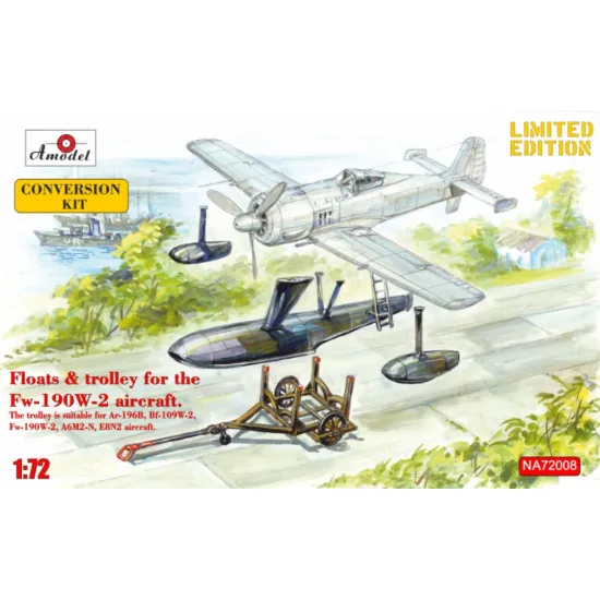 Amodel Na72008 1/72 Floats Trolley Fw190w-2 Trolley Ar-196b Bf-109w-1 A6m2-h E8n2