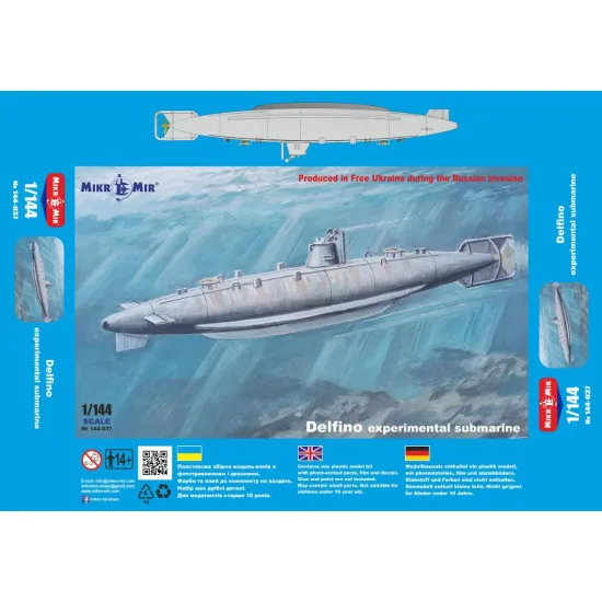Mikro Mir 144-037 1/144 Delfino Submarine Plastic Model Kit