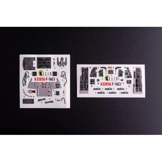 Kelik K32036 1/32 F-16cj - Interior 3d Decals For Tamiya Kit