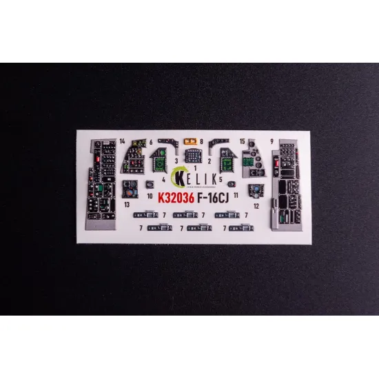 Kelik K32036 1/32 F-16cj - Interior 3d Decals For Tamiya Kit