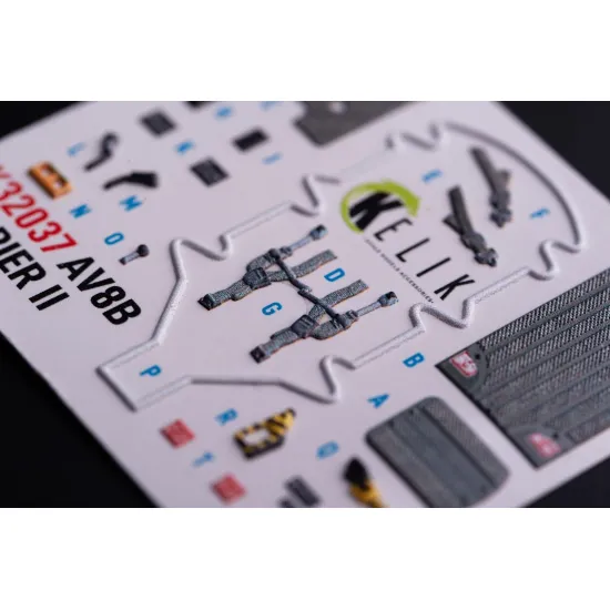 Kelik K32037 1/32 Av-8 Harrier - Interior 3d Decals For Trumpeter Kit