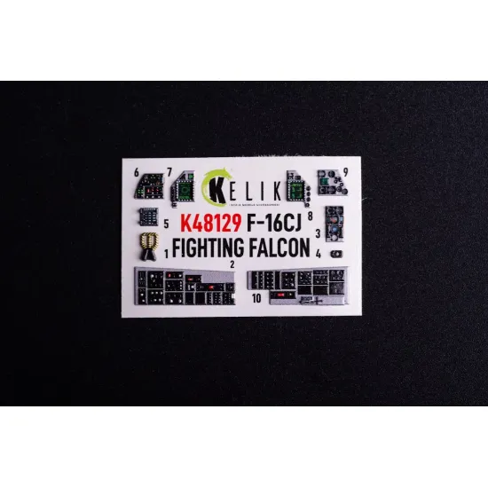 Kelik K48129 1/48 F-16cj - Interior 3d Decals For Hasegawa Kit
