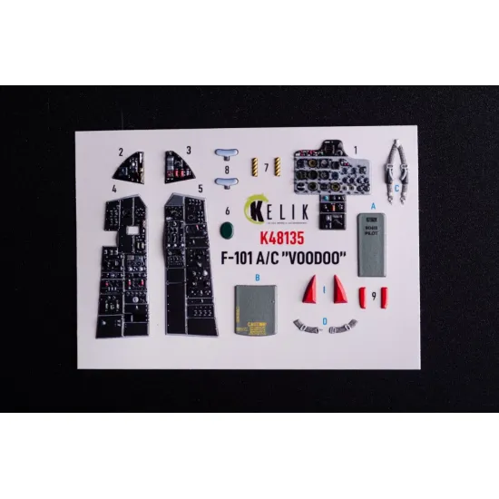 Kelik K48135 1/48 F-101a/C Voodoo - Interior 3d Decals For Zimi Model/Kittyhawk Kit