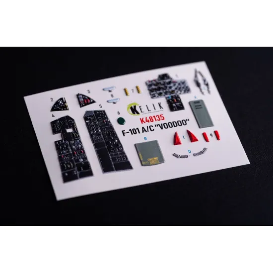 Kelik K48135 1/48 F-101a/C Voodoo - Interior 3d Decals For Zimi Model/Kittyhawk Kit