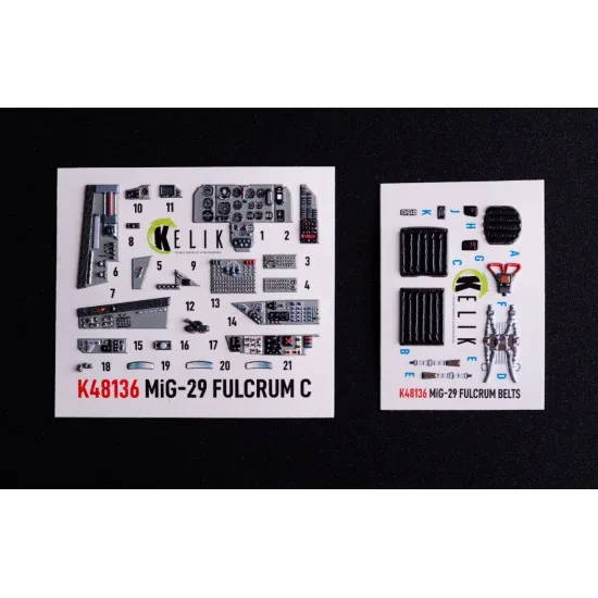Kelik K48136 1/48 Mig-29c 9-13 Fulcrum Interior 3d Decals For Gwh