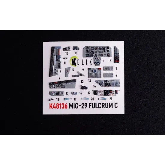Kelik K48136 1/48 Mig-29c 9-13 Fulcrum Interior 3d Decals For Gwh