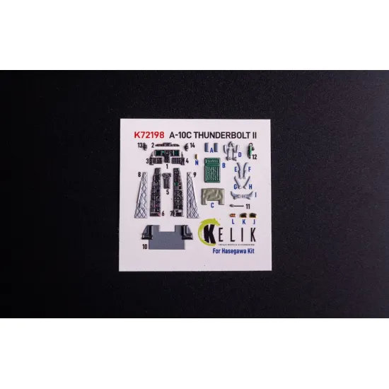 Kelik K72198 1/72 A-10c - Interior 3d Decals For Hasegawa Kit
