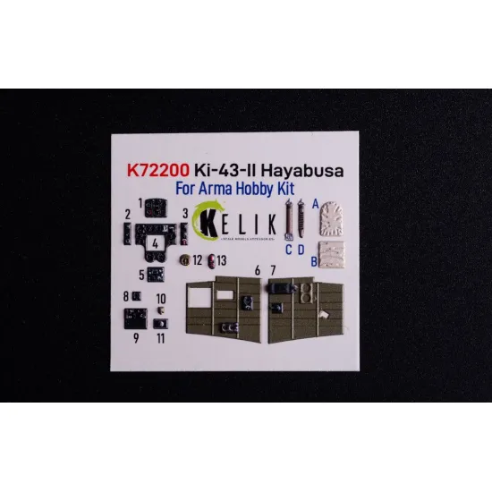 Kelik K72200 1/72 Ki-43-ii Hayabusa - Interior 3d Decals For Arma Hobby Kit