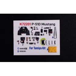 Kelik K72201 1/72 P-51d Mustang - Interior 3d Decals For Tamiya Kit
