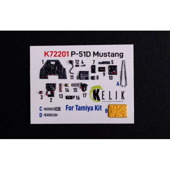 Kelik K72201 1/72 P-51d Mustang - Interior 3d Decals For Tamiya Kit