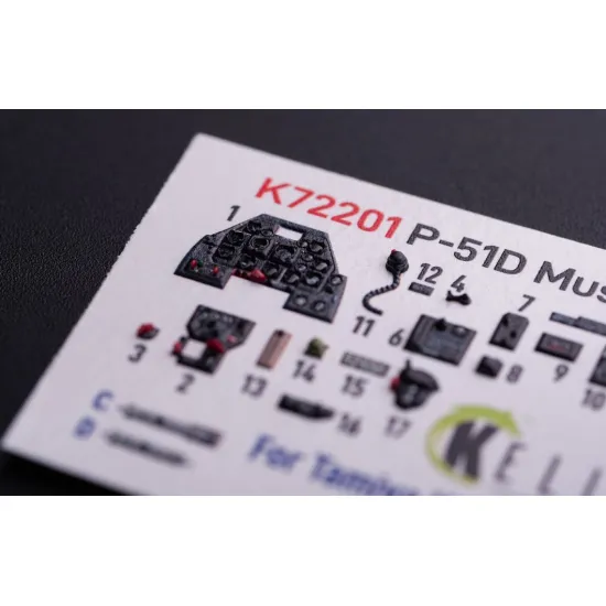Kelik K72201 1/72 P-51d Mustang - Interior 3d Decals For Tamiya Kit