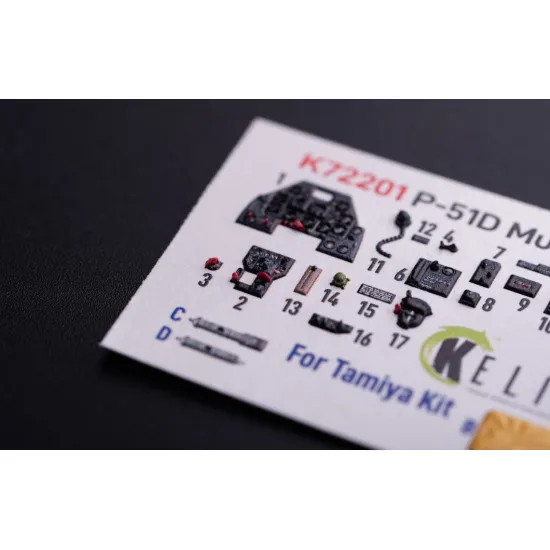 Kelik K72201 1/72 P-51d Mustang - Interior 3d Decals For Tamiya Kit