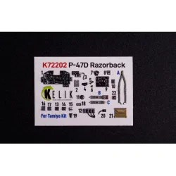 Kelik K72202 1/72 P-47d Razorback - Interior 3d Decals For Tamiya Kit