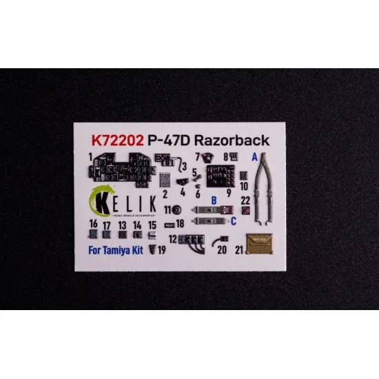 Kelik K72202 1/72 P-47d Razorback - Interior 3d Decals For Tamiya Kit