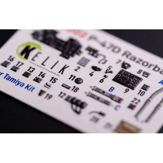 Kelik K72202 1/72 P-47d Razorback - Interior 3d Decals For Tamiya Kit