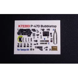 Kelik K72203 1/72 P-47d Bubbletop - Interior 3d Decals For Tamiya Kit