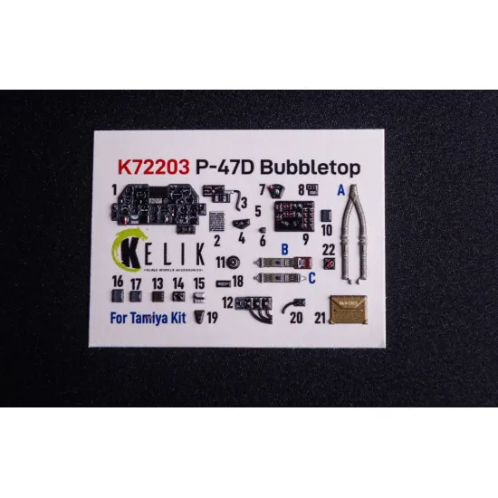 Kelik K72203 1/72 P-47d Bubbletop - Interior 3d Decals For Tamiya Kit