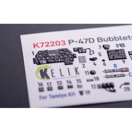 Kelik K72203 1/72 P-47d Bubbletop - Interior 3d Decals For Tamiya Kit