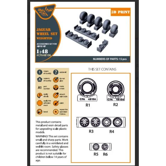 Clear Prop Cpa48106 1/48 Jaguar Wheels Set Weighted For Airfix Kit