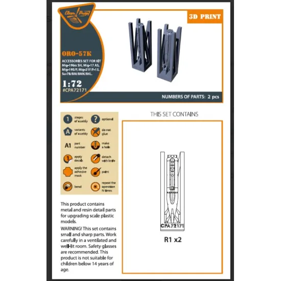 Clear Prop Cpa72171 1/72 Oro-57k Used On The Following Airplanes Mig-19s/P Mig-15bis/Sh Mig-17as Mig-21f/F13/Pf Su-7 Su-7b Bmk/Bkl