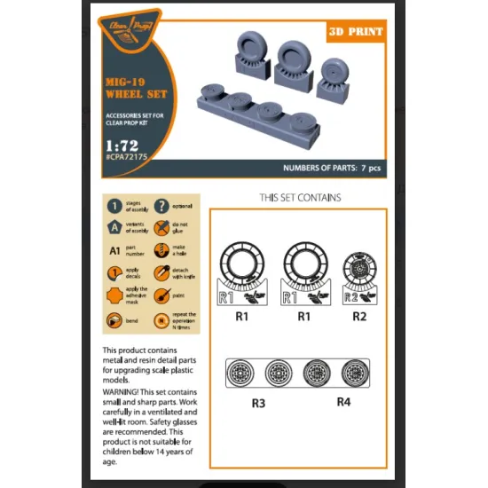 Clear Prop Cpa72175 1/72 Mig-19 Wheel Set For Cp Kits