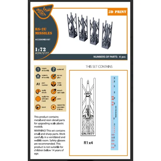 Clear Prop Cpa72177 1/72 Rs-2u/Us 4pcs Used On The Following Airplanes Mig-19pm/Pml Mig-21pf/Pfm Su-9