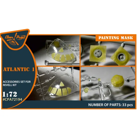 Clear Prop Cpa72194 1/72 Atlantic 1 Painting Mask On Yellow Kabuki Paper For Revell Kit