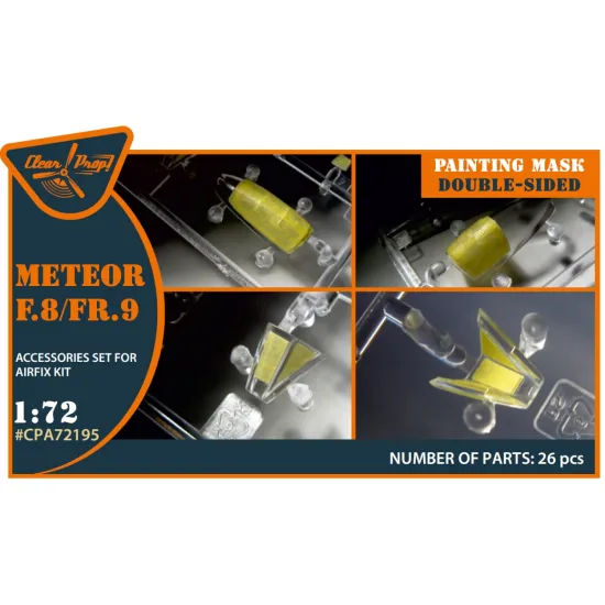 Clear Prop Cpa72195 1/72 Meteor F8/Fr9 Double-sided Painting Mask On Yellow Kabuki Paper For Airfix Kit