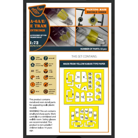 Clear Prop Cpa72197 1/72 A-6a/E/E Tram Intruder Double-sided Painting Mask On Yellow Kabuki Paper For Trumpeter Kit