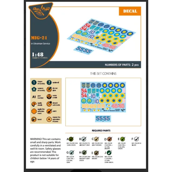 Clear Prop Cpd48005 1/48 Mig-21 In Ukrainian Service