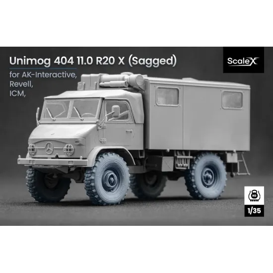 Scalex Wm-35023s 1/35 Unimog 404 11 0r20 X Sagged V2 Sagged Wheel Set