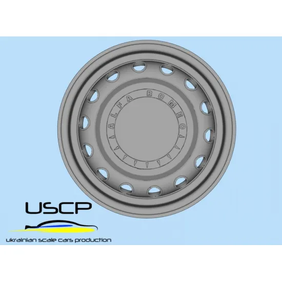 Uscp 24p167 1/24 Alfa Romeo Steel Wheels With Hupcaps 14 Resin Model