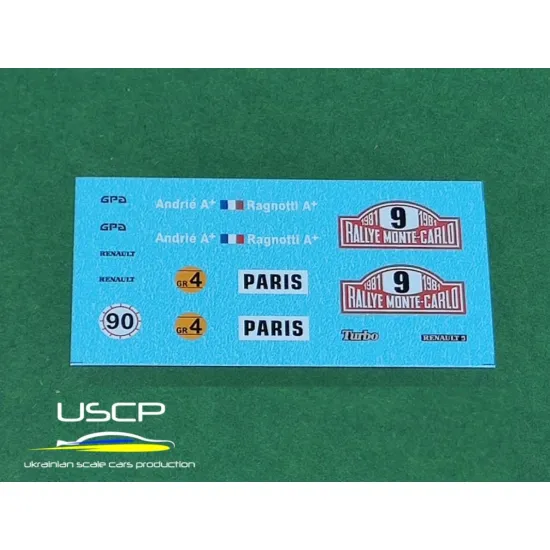 Uscp 24a118 1/24 Renault 5 Turbo 1981 Monte Carlo Additional Decal