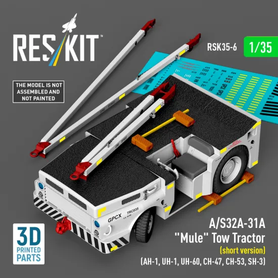 Reskit Rsk35-0006 1/35 A/S32a-31a Mule Tow Tractor Short Version Ah-1, Uh-1, Uh-60, Ch-47, Ch-53, Sh-3