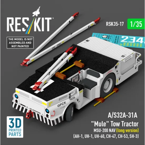 Reskit Rsk35-0017 1/35 A/S32a-31a Mule Tow Tractor Msu-200 Nav Long Version Ah-1, Uh-1, Uh-60, Ch-47, Ch-53, Sh-3